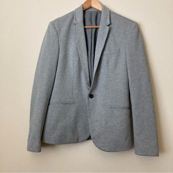 Zara Collection Gray Pinstripe One Button Blazer - Picture 2 of 8